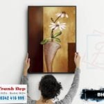 Tranh sơn dầu bình hoa nghệ thuật - BH010 - Ảnh 4