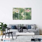 Bộ 3 tranh hoa sen trắng nở rộ - HS006