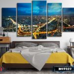 Bộ 5 tranh canvas phong cảnh thành phố Bangkok về đêm - B5T027