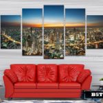 Bộ 5 tranh canvas phong cảnh thành phố Bangkok về đêm - B5T025 - Ảnh 3