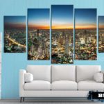 Bộ 5 tranh canvas phong cảnh thành phố Bangkok về đêm - B5T025 - Ảnh 2