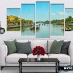 Bộ 5 tranh canvas phong cảnh dòng sông xanh - B5T016