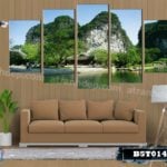 Bộ 5 tranh canvas phong cảnh sông núi - B5T014 - Ảnh 2