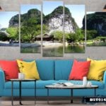 Bộ 5 tranh canvas phong cảnh sông núi - B5T014