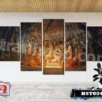 Bộ 5 tranh canvas treo tường phong cảnh rừng cây lá đỏ - B5T004 - Ảnh 3