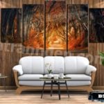 Bộ 5 tranh canvas treo tường phong cảnh rừng cây lá đỏ - B5T004 - Ảnh 2