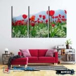 Bộ 3 tranh trang trí hoa Tulip đỏ - B3T007