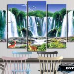 Bộ 5 tranh canvas treo tường phong cảnh thác nước - B5T038