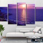 Bộ 5 tranh canvas treo tường phong cảnh bình minh trên biển - B5T036 - Ảnh 2