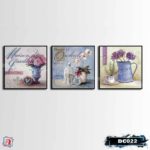Bộ 3 tranh decor bình hoa tím-DC022 - Ảnh 2