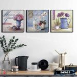 Bộ 3 tranh decor bình hoa tím-DC022 - Ảnh 3