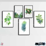 Bộ 5 tranh decor lá xanh-DC021 - Ảnh 2
