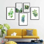 Bộ 5 tranh decor lá xanh-DC021
