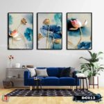 Bộ 3 tranh decor hoa sen vàng-DC013