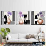 Bộ 3 tranh decor bình hoa nghệ thuật-DC012