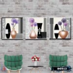 Bộ 3 tranh decor bình hoa nghệ thuật-DC012 - Ảnh 4