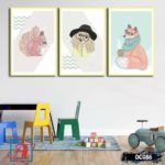 Bộ 3 tranh canvas treo tường Decor động vật dễ thương - DC086 - Ảnh 3