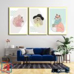 Bộ 3 tranh canvas treo tường Decor động vật dễ thương - DC086