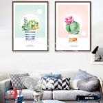 Bộ 2 tranh canvas treo tường Decor Xương rồng dễ thương - DC085 - Ảnh 2