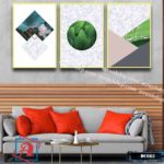 Bộ 3 tranh canvas treo tường Decor Hoa lá, hình khối cách điệu - DC083