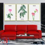Bộ 3 tranh canvas treo tường Decor Hoa lá phong cách scandinavian - DC082