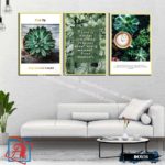 Bộ 3 tranh canvas treo tường Decor Hoa lá phong cách scandinavian - DC076