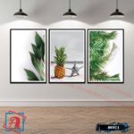 Bộ 3 tranh canvas treo tường Decor Hoa lá phong cách scandinavian - DC071