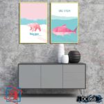 Bộ 3 tranh canvas treo tường Decor Gấu và Cá dễ thương - DC068 - Ảnh 4