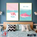 Bộ 3 tranh canvas treo tường Decor Gấu và Cá dễ thương - DC068 - Ảnh 2