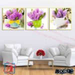 Bộ 3 tranh canvas treo tường Decor Bình hoa trang trí phòng ăn, phong cách hiện đại - DC067