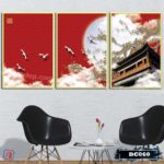 Bộ 3 tranh canvas treo tường Decor phong cách tân cổ điển, họa tiết đỏ, vàng - DC060 - Ảnh 4
