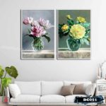 Bộ 2 tranh canvas treo tường Decor Bình hoa đẹp, phong cách hiện đại, trang nhã - DC051 - Ảnh 4