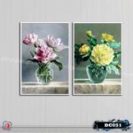 Bộ 2 tranh canvas treo tường Decor Bình hoa đẹp, phong cách hiện đại, trang nhã - DC051