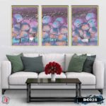 Bộ 3 tranh canvas treo tường Decor họa tiết cách điệu hươu và rừng cây, phong cách hiện đại - DC025
