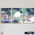 Bộ 3 tranh canvas treo tường Decor họa tiết cách điệu hươu và rừng cây, phong cách hiện đại - DC024 - Ảnh 4