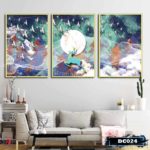 Bộ 3 tranh canvas treo tường Decor họa tiết cách điệu hươu và rừng cây, phong cách hiện đại - DC024 - Ảnh 2