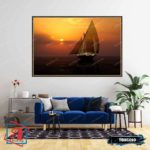 Tranh canvas phong thủy treo tường - Thuận buồm xuôi gió - TBXG010 - Khung hoa văn viền mỏng - 120x80cm