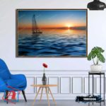 Tranh canvas phong thủy treo tường - Thuận buồm xuôi gió - TBXG006 - Khung hoa văn viền mỏng - 120x80cm