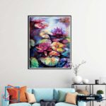 Tranh canvas treo tường hoa súng đỏ phong cách sơn dầu - treo phòng khách, phòng ngủ, phòng làm việc - khung viền mỏng hiện đại - HS011