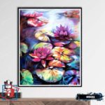 Tranh canvas treo tường hoa súng đỏ phong cách sơn dầu - treo phòng khách, phòng ngủ, phòng làm việc - khung viền mỏng hiện đại - HS011 - Ảnh 2