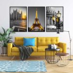 Bộ 3 tranh canvas treo tường Decor Thành phố PARIS cổ điển và hiện đại - DC102
