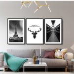 Bộ 3 tranh canvas treo tường Decor Họa tiết hươu và thành phố phong cách cổ điển - DC101 - Ảnh 2