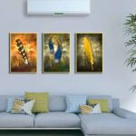Bộ 3 tranh canvas treo tường Decor Họa tiết lông vũ cách điệu, phong cách hiện đại - DC140 - Ảnh 2