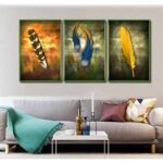 Bộ 3 tranh canvas treo tường Decor Họa tiết lông vũ cách điệu, phong cách hiện đại - DC140 - Ảnh 3