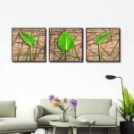 Bộ 3 tranh canvas treo tường Decor Lá xanh - DC130
