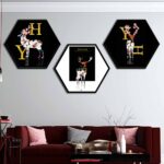 Bộ 3 tranh decor hình lục giác treo tường, thiết kế hiện đại, độc đáo, phù hợp với nhiều không gian - LG008