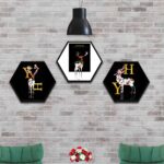 Bộ 3 tranh decor hình lục giác treo tường, thiết kế hiện đại, độc đáo, phù hợp với nhiều không gian - LG008 - Ảnh 2