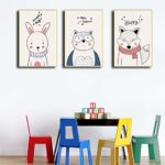 Bộ 3 tranh canvas trang trí phòng trẻ em Thỏ, Gấu và Cáo cute - TTE013 - Ảnh 2