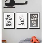 Bộ 3 tranh canvas trang trí phòng trẻ em Do what you love - TTE012