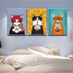 Bộ 3 tranh canvas trang trí phòng trẻ em Những chú mèo cute - TTE011